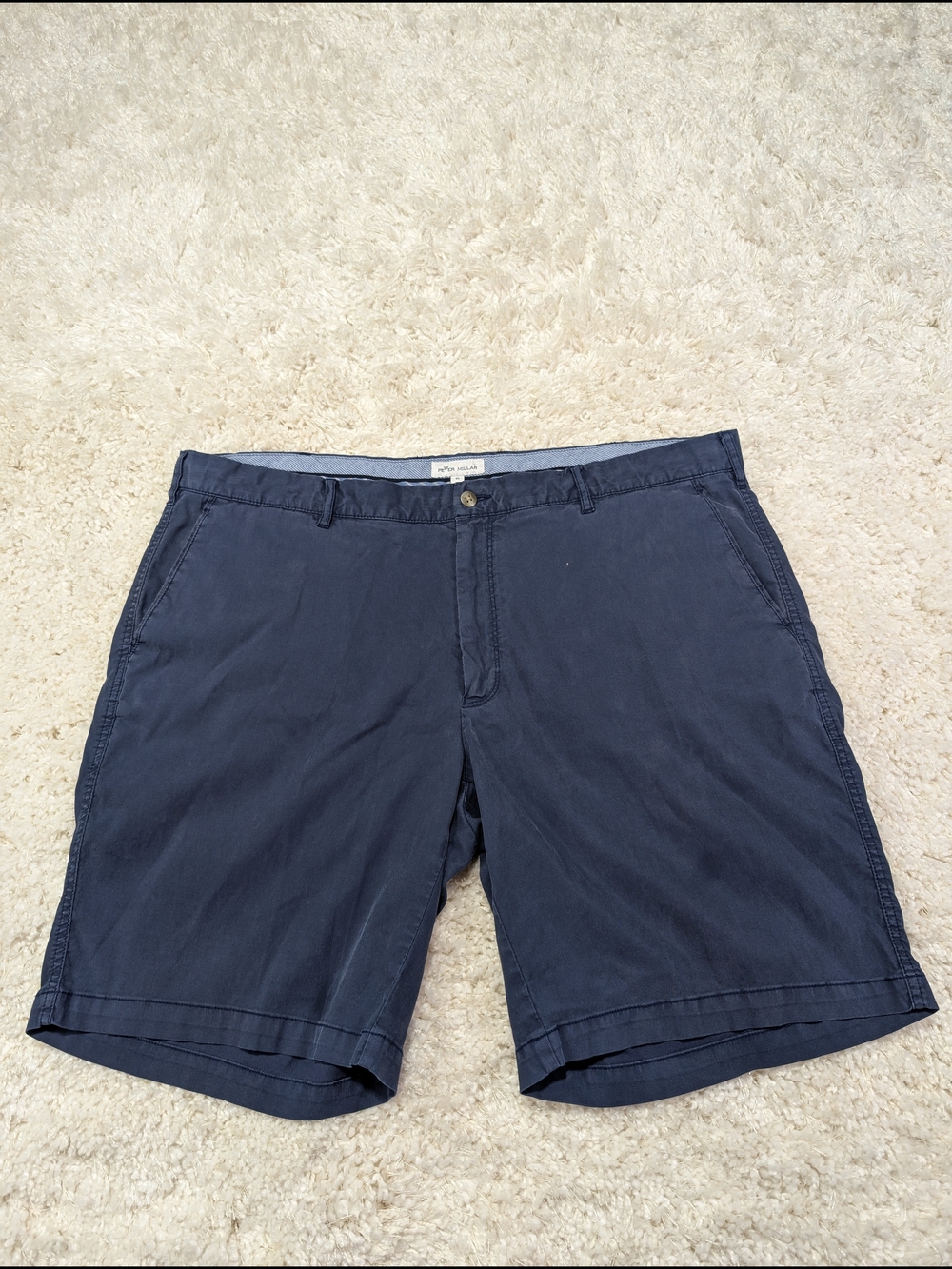 Peter Millar Navy Flat-Front Cotton Shorts